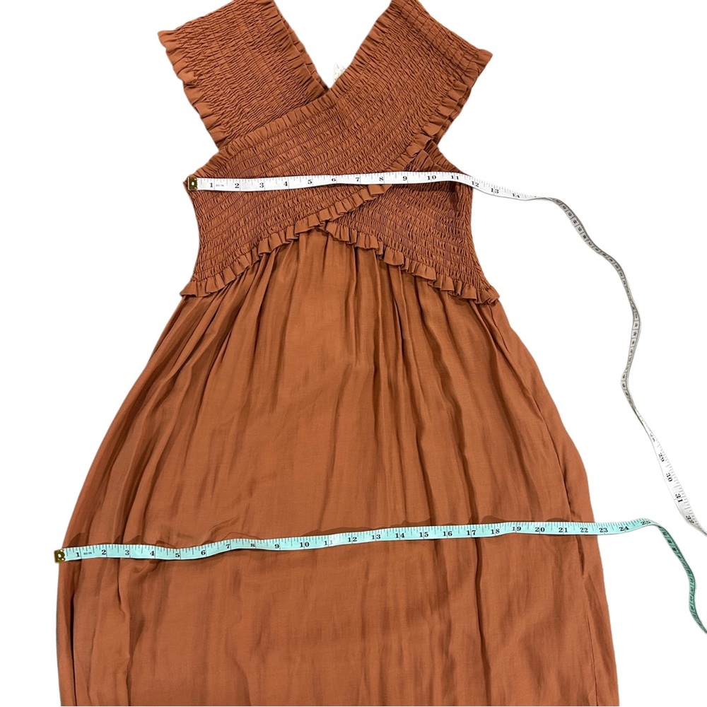 Flawless Terracotta Off-Shoulder Crisscross Maxi Dress Size Small - Picture 6 of 7